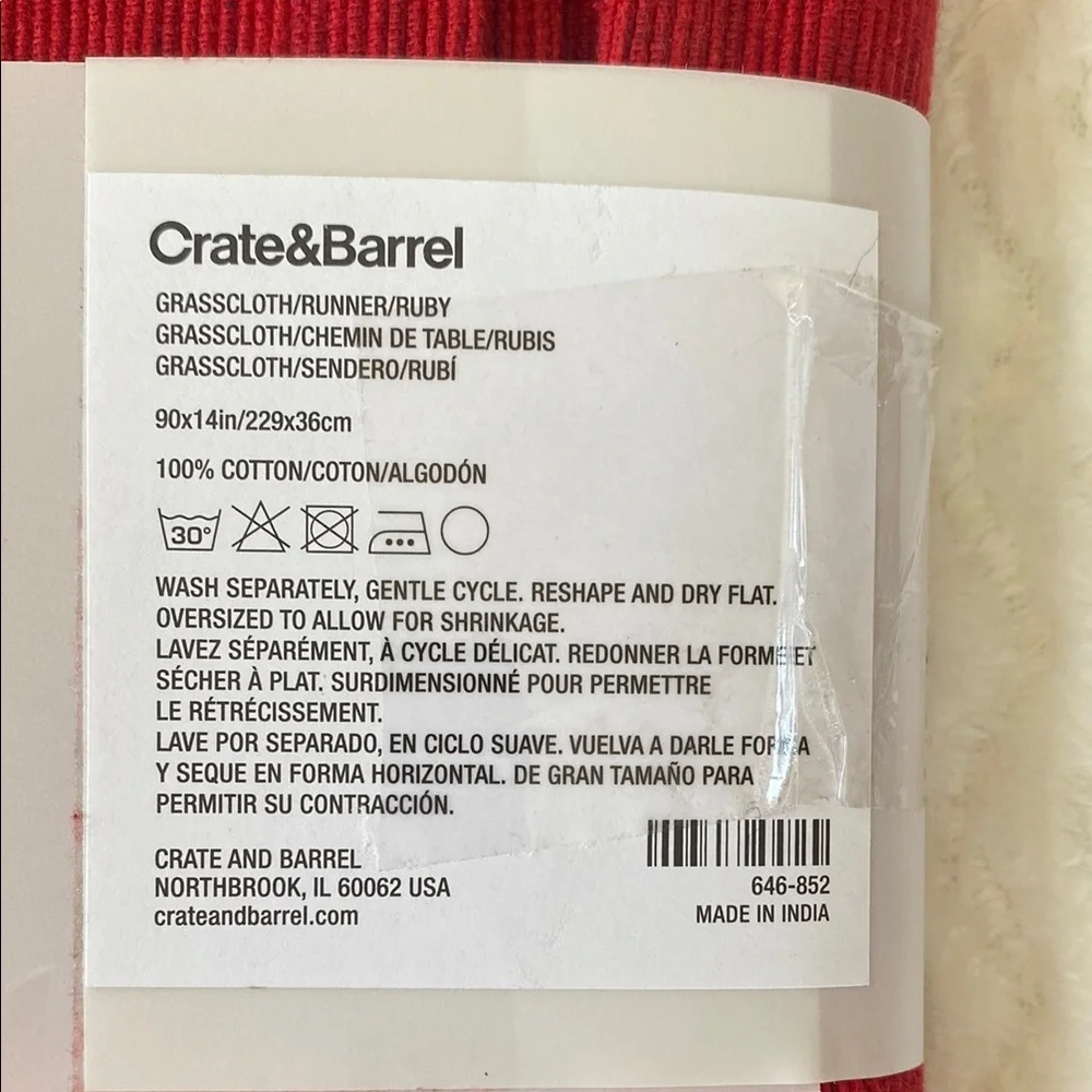 Crate & Barrel Red Table Runner